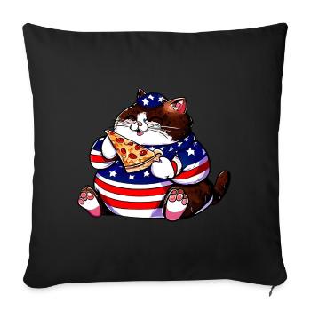 Fat American Pizza Cat - Sofa pillowcase 17,3'' x 17,3'' (45 x 45 cm) - black - Front