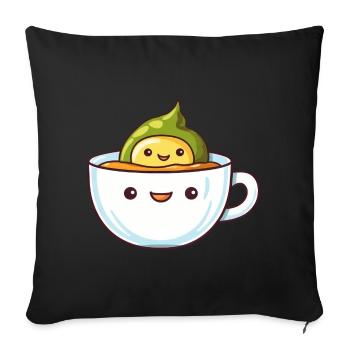 Avocado Badet in Kaffee Frühaufsteher Design - Sofakissenbezug 45 x 45 cm - Schwarz - Vorne