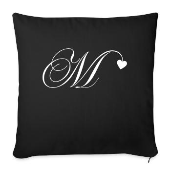 Letter m calligraphy heart - Sofa pillowcase 17,3'' x 17,3'' (45 x 45 cm) - black - Front