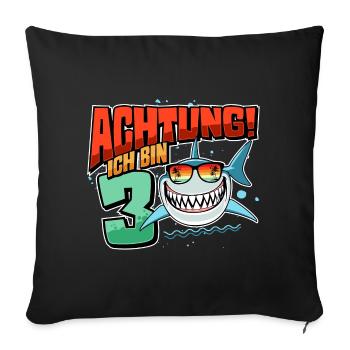 Achtung ich bin 3 - 3 Geburtstag 3 Jahre Geschenk - Sofakissenbezug 45 x 45 cm - Schwarz - Vorne