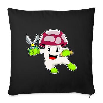 Ciseaux de coiffeur aux champignons - Housse de coussin décorative 45 x 45 cm - noir - Devant