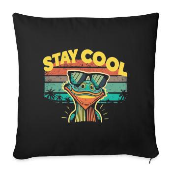 Retro lizard with sunglasses - Sofa pillowcase 17,3'' x 17,3'' (45 x 45 cm) - black - Front