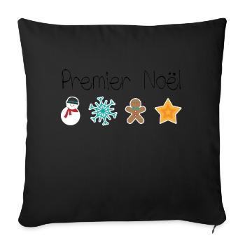premier noel bébé - Housse de coussin décorative 45 x 45 cm - noir - Devant
