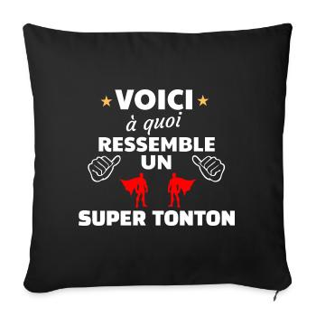 Super héros à thème de super tonton - Housse de coussin décorative 45 x 45 cm - noir - Devant