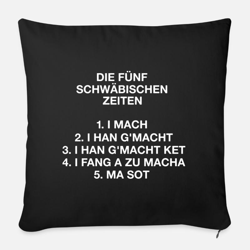 Die Fünf Schwäbischen Zeiten - Sofakissenbezug 45 x 45 cm - Schwarz