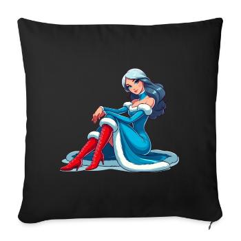 Ded Moroz Snegurotschka russischer Weihnachtsmann - Sofakissenbezug 45 x 45 cm - Schwarz - Vorne