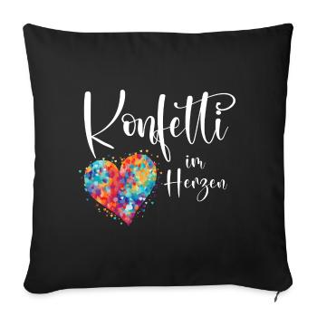 Köln Karneval Alaaf Jeck Party Konfetti Herz - Sofakissenbezug 45 x 45 cm - Schwarz - Vorne