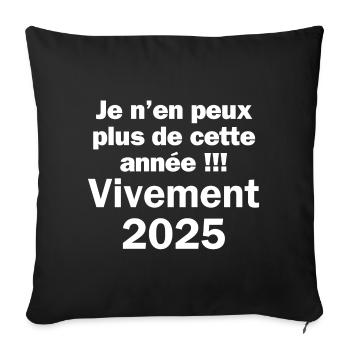 bonne année, année 2024, 2024 - Housse de coussin décorative 45 x 45 cm - noir - Devant