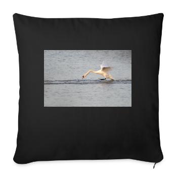 Schwan im Anflug - Sofakissenbezug 45 x 45 cm - Schwarz - Vorne