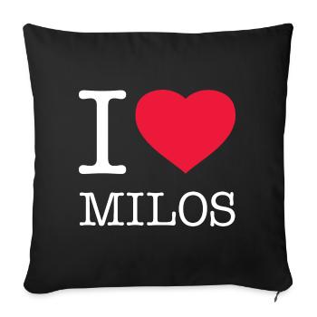 J’AIME MILOS Grèce - Housse de coussin décorative 45 x 45 cm - noir - Devant