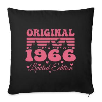Cadeau 58e Anniversaire 1966 Femme | Né en 1966 - Housse de coussin décorative 45 x 45 cm - noir - Devant