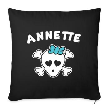 Pirate Annette Design pour les filles et les femmes - Housse de coussin décorative 45 x 45 cm - noir - Devant