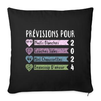 Grossesse Prévisions Pour 2024 Future Maman cadeau - Housse de coussin décorative 45 x 45 cm - noir - Devant