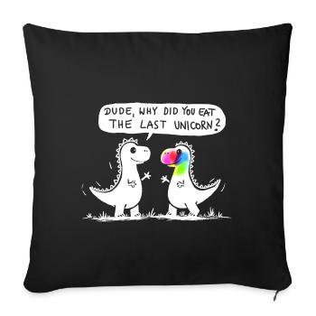 Dino dernière licorne drôle dinosaure cadeau - Housse de coussin décorative 45 x 45 cm - noir - Devant