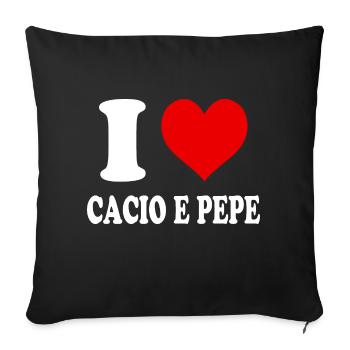 Ich liebe Cacio e Pepe Herz Lustig Witzig - Sofakissenbezug 45 x 45 cm - Schwarz - Vorne