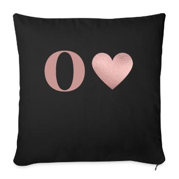 Letter o heart rose gold - Sofa pillowcase 17,3'' x 17,3'' (45 x 45 cm) - black - Front