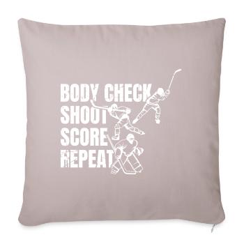 Body Check Shoot Score Repeat - Sofa pillowcase 17,3'' x 17,3'' (45 x 45 cm) - light taupe - Front