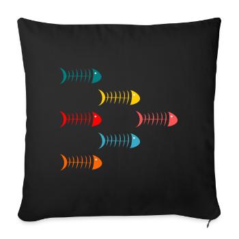 FISH. APRIL FOOL. HOLIDAY. SUMMER. HUMOR. - Sofa pillowcase 17,3'' x 17,3'' (45 x 45 cm) - black - Front