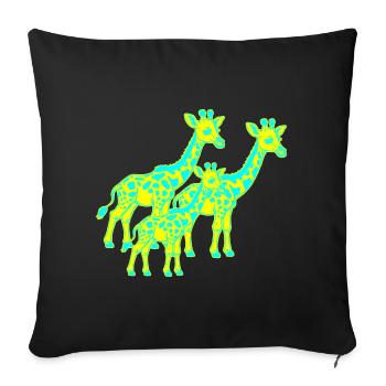 Giraffe Africa Safari Child Kids Retro 80s 90s - Sofa pillowcase 17,3'' x 17,3'' (45 x 45 cm) - black - Front