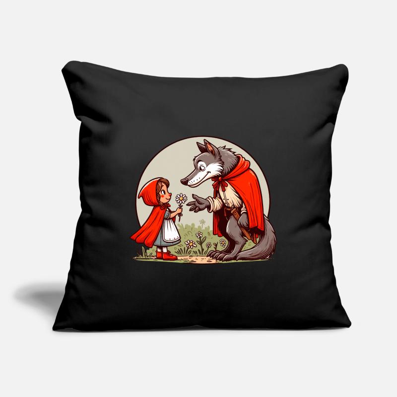 Rotkäppchen Märchen Wolf Niedlich Märchenfigur Sofakissenbezug 45 x 45 cm