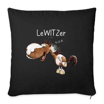 Lachendes Pferd Lewitzer Pferderasse Wortspiel - Sofakissenbezug 45 x 45 cm - Schwarz - Vorne