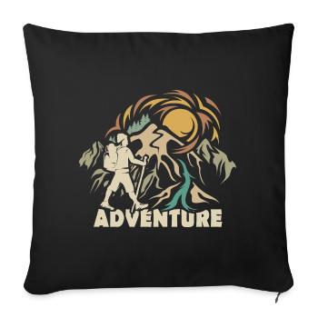 retro wandern Abenteuer vintage trekking Natur - Sofakissenbezug 45 x 45 cm - Schwarz - Vorne
