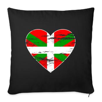 Drapeau basque coeur utilisé - Housse de coussin décorative 45 x 45 cm - noir - Devant