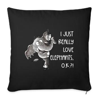 Drolliger Elefant Tiermotiv Wildtier Spruch - Sofakissenbezug 45 x 45 cm - Schwarz - Vorne