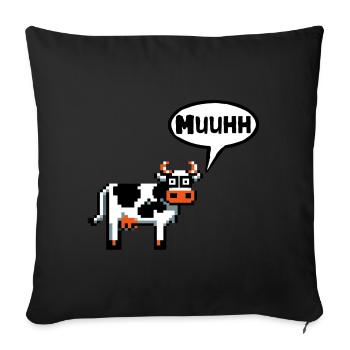 Cow Hello Morning Hello Good Day Servus Moin - Sofa pillowcase 17,3'' x 17,3'' (45 x 45 cm) - black - Front