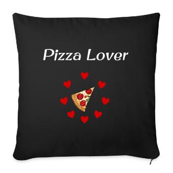 Pizza Lover Hearts Around Pizza - Sofa pillowcase 17,3'' x 17,3'' (45 x 45 cm) - black - Front