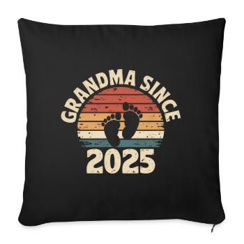 Grandma Since 2025 - Sofa pillowcase 17,3'' x 17,3'' (45 x 45 cm) - black - Front