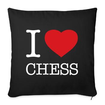 I LOVE CHESS - Sofa pillowcase 17,3'' x 17,3'' (45 x 45 cm) - black - Front
