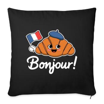Croissant Bonjour Mascot - Sofa pillowcase 17,3'' x 17,3'' (45 x 45 cm) - black - Front