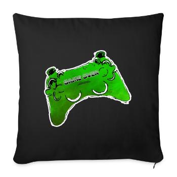 manette de bande dessinée verte avec texte GAME OVER - Housse de coussin décorative 45 x 45 cm - noir - Devant