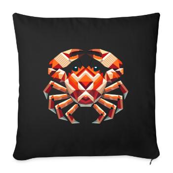 Crabe géométrique - Oeuvre d’art colorée de la mer - Housse de coussin décorative 45 x 45 cm - noir - Devant