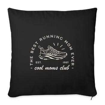 Mom run club runner trail running marathoner - Sofa pillowcase 17,3'' x 17,3'' (45 x 45 cm) - black - Front