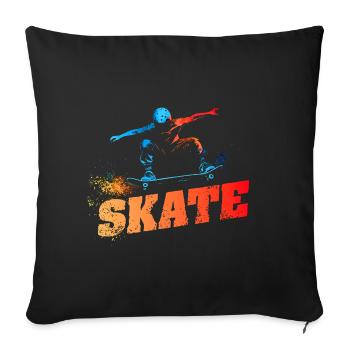 SKATE - Urban-Retro-Design - Sofakissenbezug 45 x 45 cm - Schwarz - Vorne