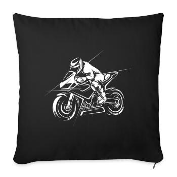 Motorcycle Racing Illustration - Biker Racing - Sofa pillowcase 17,3'' x 17,3'' (45 x 45 cm) - black - Front
