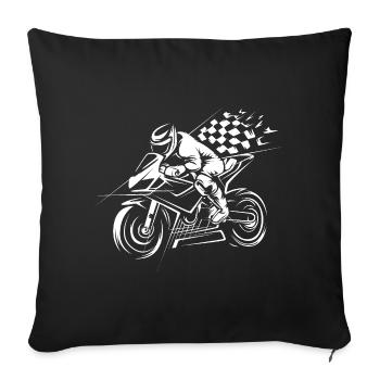 Racing Superbike with Flag - Biker and Racing - Sofa pillowcase 17,3'' x 17,3'' (45 x 45 cm) - black - Front