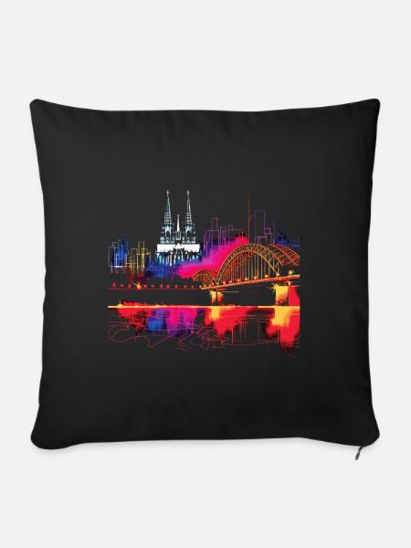 Köln Skyline Kölner Dom Deutschland Stadt Bunt - Sofakissenbezug 45 x 45 cm - Schwarz