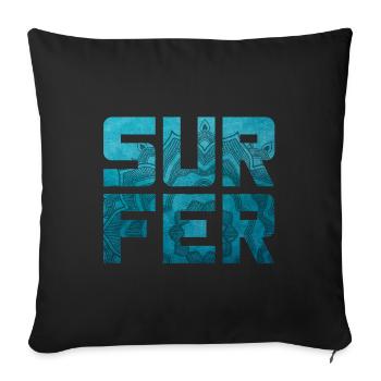 Surfer Mandala Camp Water Sports Beach Leisure - Sofa pillowcase 17,3'' x 17,3'' (45 x 45 cm) - black - Front