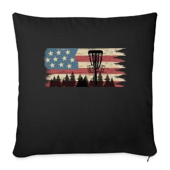 Disc Golf Drapeau US Vintage Frisbee Golf - Housse de coussin décorative 45 x 45 cm - noir - Devant