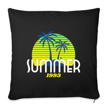 Palmier tropical et coucher de soleil - Housse de coussin décorative 45 x 45 cm - noir - Devant