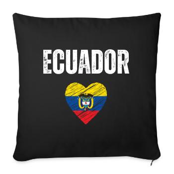 J’aime l’Équateur, drapeau de l’Équateur - Housse de coussin décorative 45 x 45 cm - noir - Devant