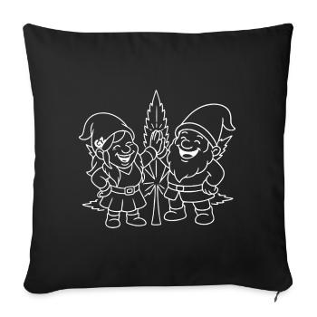 Zwergenfreunde mit Cannabisblatt - Sofakissenbezug 45 x 45 cm - Schwarz - Vorne