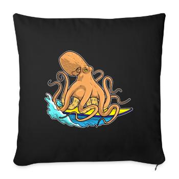 Krake Surfen Surfbrett Sommer - Sofakissenbezug 45 x 45 cm - Schwarz - Vorne