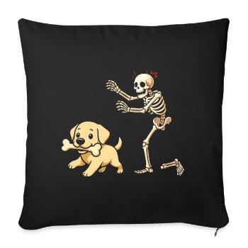 Squelette Chien Labrador Retriever - Housse de coussin décorative 45 x 45 cm - noir - Devant