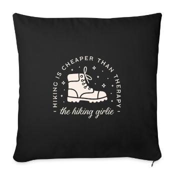 Fille de randonnée drôle randonnée amoureux girly hiker citations - Housse de coussin décorative 45 x 45 cm - noir - Devant