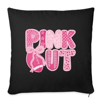 Pink Out Breast Cancer Football - Sofa pillowcase 17,3'' x 17,3'' (45 x 45 cm) - black - Front