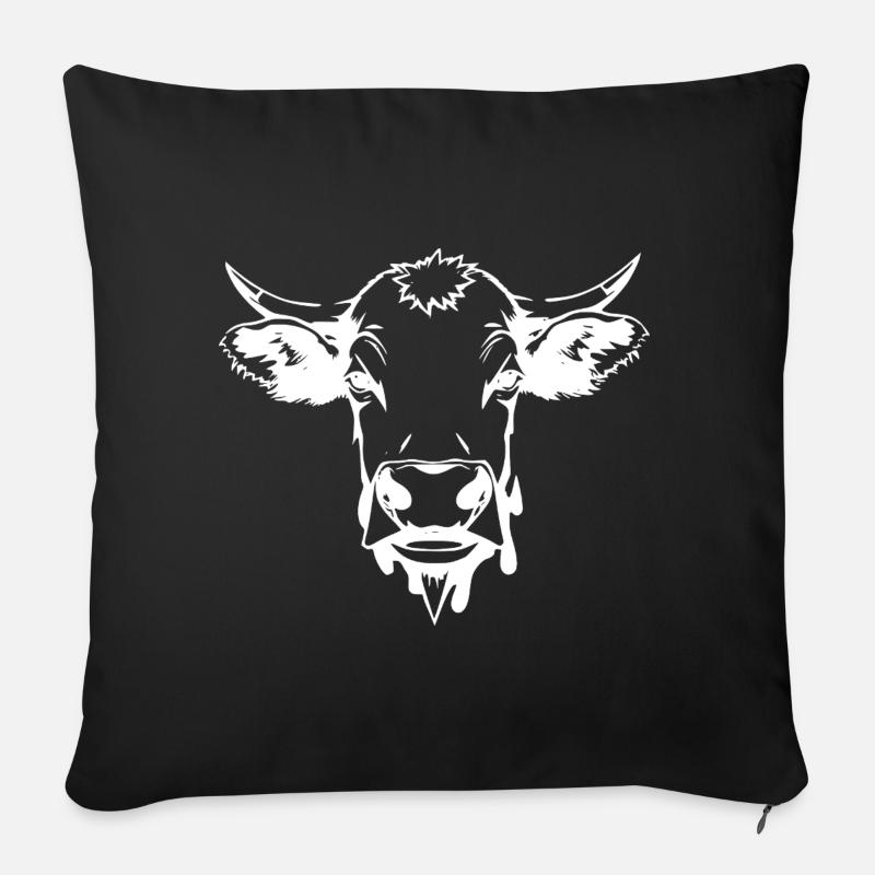 Kuh weiß weiße Kuh Geschenk Bauern  - Sofakissenbezug 45 x 45 cm - Schwarz